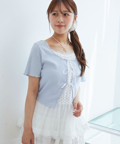 MAJESTIC LEGON / マジェスティックレゴン カーディガン・ボレロ | ペプラムキャミセットカットカーデ | 詳細14