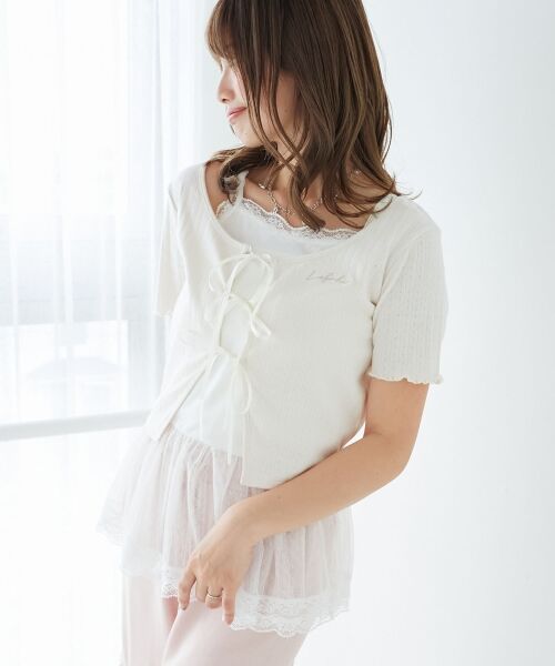 MAJESTIC LEGON / マジェスティックレゴン カーディガン・ボレロ | ペプラムキャミセットカットカーデ | 詳細28