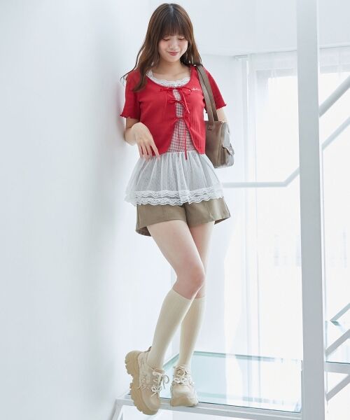 MAJESTIC LEGON / マジェスティックレゴン カーディガン・ボレロ | ペプラムキャミセットカットカーデ | 詳細3