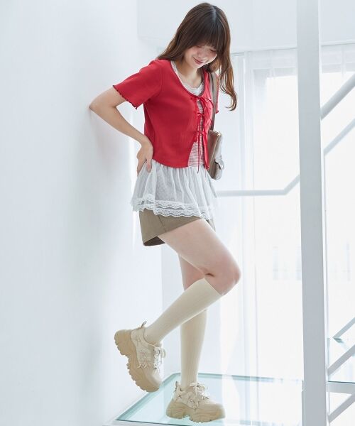 MAJESTIC LEGON / マジェスティックレゴン カーディガン・ボレロ | ペプラムキャミセットカットカーデ | 詳細4