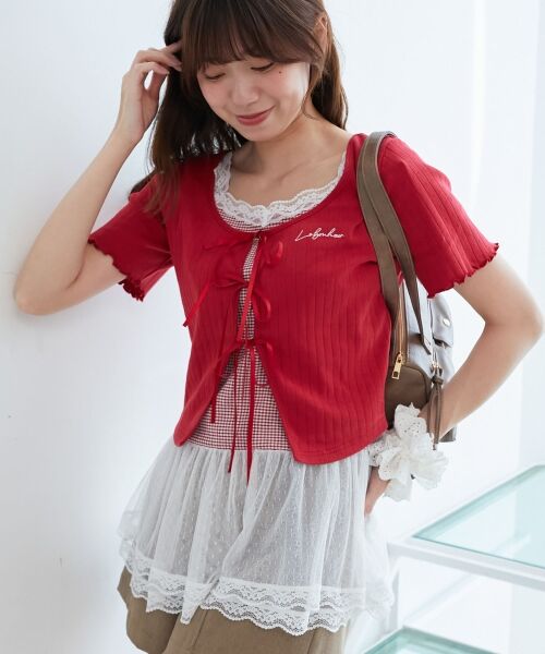 MAJESTIC LEGON / マジェスティックレゴン カーディガン・ボレロ | ペプラムキャミセットカットカーデ | 詳細7