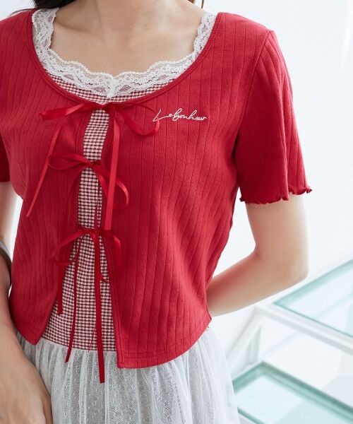 MAJESTIC LEGON / マジェスティックレゴン カーディガン・ボレロ | ペプラムキャミセットカットカーデ | 詳細9