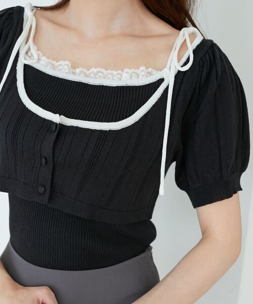 MAJESTIC LEGON / マジェスティックレゴン カーディガン・ボレロ | キャミ＆バイカラークロップドカーデ | 詳細15