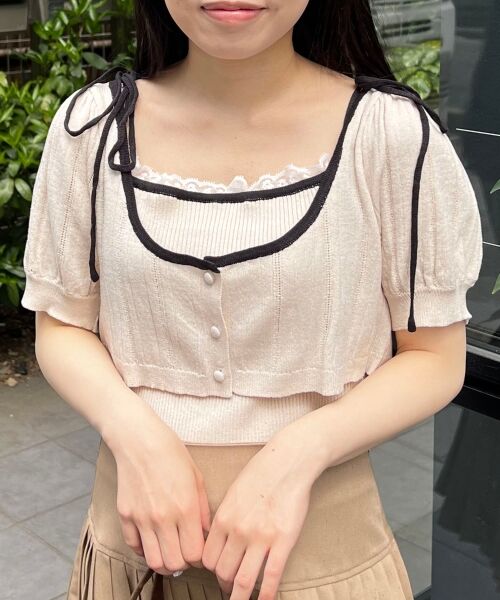 MAJESTIC LEGON / マジェスティックレゴン カーディガン・ボレロ | キャミ＆バイカラークロップドカーデ | 詳細19