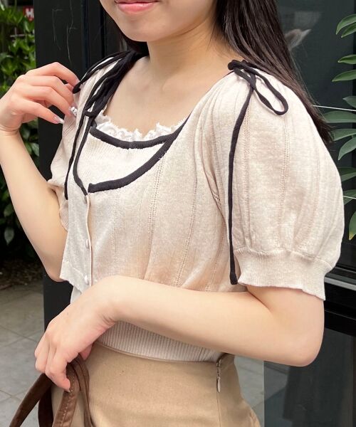 MAJESTIC LEGON / マジェスティックレゴン カーディガン・ボレロ | キャミ＆バイカラークロップドカーデ | 詳細20