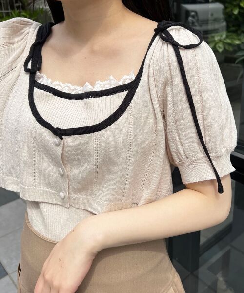 MAJESTIC LEGON / マジェスティックレゴン カーディガン・ボレロ | キャミ＆バイカラークロップドカーデ | 詳細22