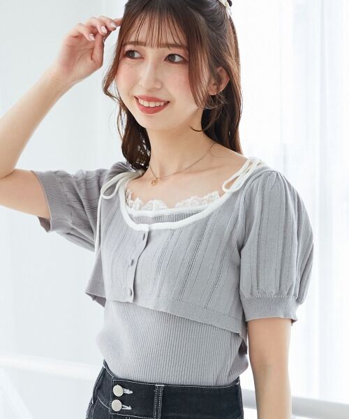 MAJESTIC LEGON / マジェスティックレゴン カーディガン・ボレロ | キャミ＆バイカラークロップドカーデ | 詳細5