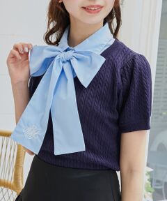 MAJESTIC LEGON / マジェスティックレゴン ニット・セーター | リボンセットドッキング半袖ニット