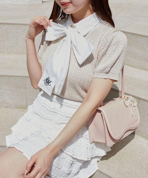 MAJESTIC LEGON / マジェスティックレゴン ニット・セーター | リボンセットドッキング半袖ニット | 詳細10