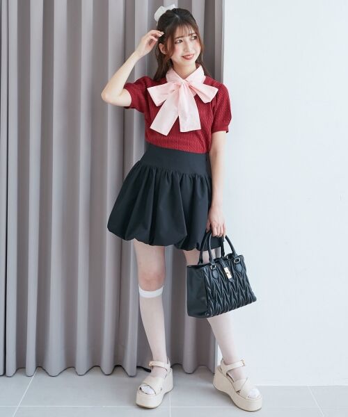 MAJESTIC LEGON / マジェスティックレゴン ニット・セーター | リボンセットドッキング半袖ニット | 詳細15