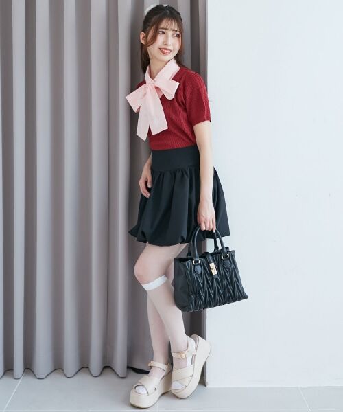 MAJESTIC LEGON / マジェスティックレゴン ニット・セーター | リボンセットドッキング半袖ニット | 詳細16