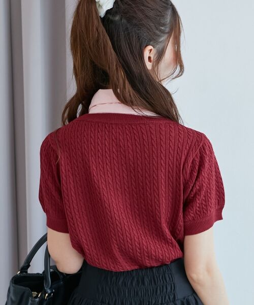 MAJESTIC LEGON / マジェスティックレゴン ニット・セーター | リボンセットドッキング半袖ニット | 詳細20