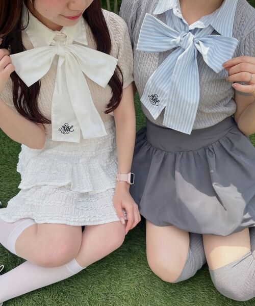 MAJESTIC LEGON / マジェスティックレゴン ニット・セーター | リボンセットドッキング半袖ニット | 詳細22