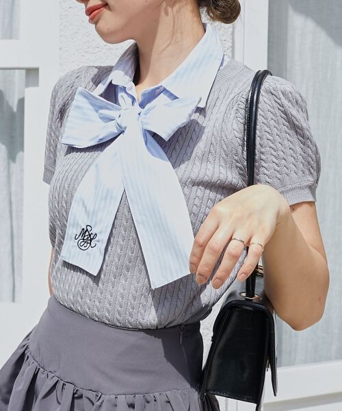 MAJESTIC LEGON / マジェスティックレゴン ニット・セーター | リボンセットドッキング半袖ニット | 詳細27