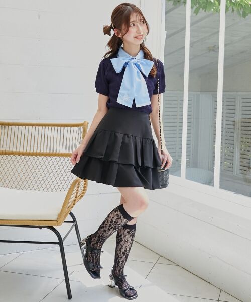 MAJESTIC LEGON / マジェスティックレゴン ニット・セーター | リボンセットドッキング半袖ニット | 詳細30