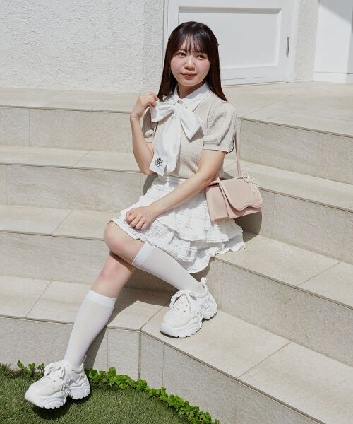 MAJESTIC LEGON / マジェスティックレゴン ニット・セーター | リボンセットドッキング半袖ニット | 詳細6