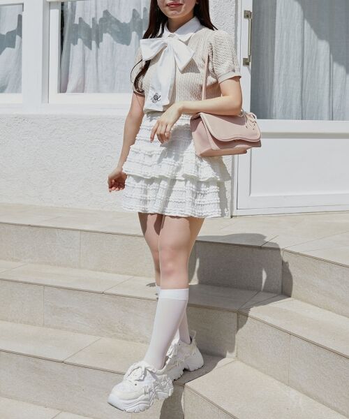 MAJESTIC LEGON / マジェスティックレゴン ニット・セーター | リボンセットドッキング半袖ニット | 詳細7