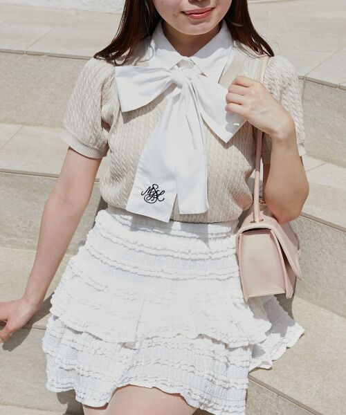 MAJESTIC LEGON / マジェスティックレゴン ニット・セーター | リボンセットドッキング半袖ニット | 詳細9