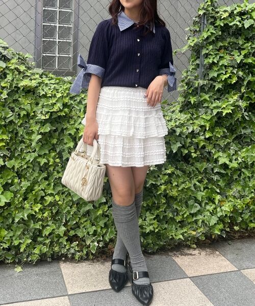 MAJESTIC LEGON / マジェスティックレゴン カーディガン・ボレロ | 袖リボンシャツドッキングカーデ | 詳細11