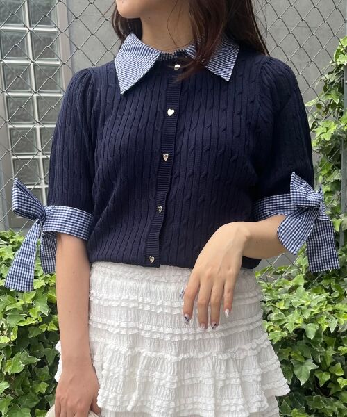 MAJESTIC LEGON / マジェスティックレゴン カーディガン・ボレロ | 袖リボンシャツドッキングカーデ | 詳細12