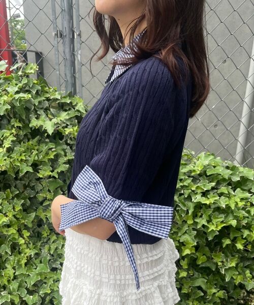 MAJESTIC LEGON / マジェスティックレゴン カーディガン・ボレロ | 袖リボンシャツドッキングカーデ | 詳細13