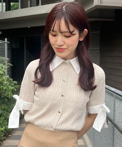 MAJESTIC LEGON / マジェスティックレゴン カーディガン・ボレロ | 袖リボンシャツドッキングカーデ | 詳細15