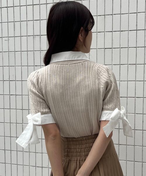 MAJESTIC LEGON / マジェスティックレゴン カーディガン・ボレロ | 袖リボンシャツドッキングカーデ | 詳細16