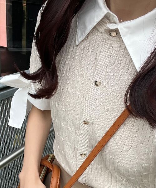 MAJESTIC LEGON / マジェスティックレゴン カーディガン・ボレロ | 袖リボンシャツドッキングカーデ | 詳細17