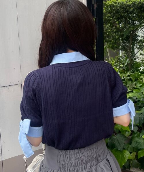 MAJESTIC LEGON / マジェスティックレゴン カーディガン・ボレロ | 袖リボンシャツドッキングカーデ | 詳細20