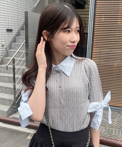 MAJESTIC LEGON / マジェスティックレゴン カーディガン・ボレロ | 袖リボンシャツドッキングカーデ | 詳細22