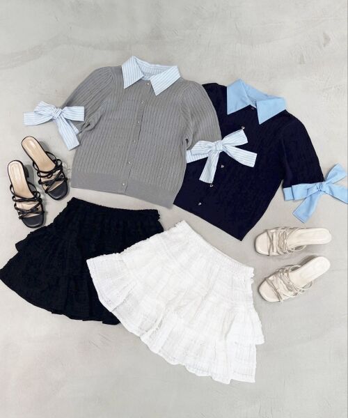 MAJESTIC LEGON / マジェスティックレゴン カーディガン・ボレロ | 袖リボンシャツドッキングカーデ | 詳細24