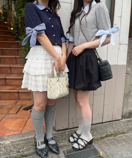 MAJESTIC LEGON / マジェスティックレゴン カーディガン・ボレロ | 袖リボンシャツドッキングカーデ | 詳細3