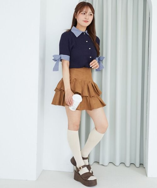 MAJESTIC LEGON / マジェスティックレゴン カーディガン・ボレロ | 袖リボンシャツドッキングカーデ | 詳細5