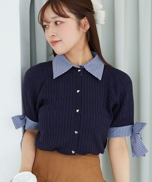 MAJESTIC LEGON / マジェスティックレゴン カーディガン・ボレロ | 袖リボンシャツドッキングカーデ | 詳細7