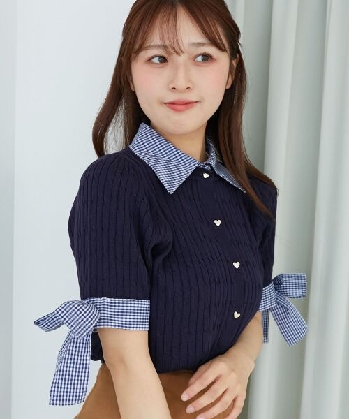 MAJESTIC LEGON / マジェスティックレゴン カーディガン・ボレロ | 袖リボンシャツドッキングカーデ | 詳細8