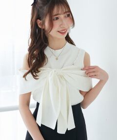 MAJESTIC LEGON / マジェスティックレゴン ニット・セーター | パールチェーンビジューリボンニット