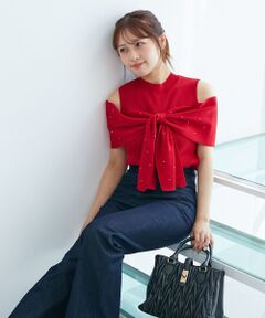 MAJESTIC LEGON / マジェスティックレゴン ニット・セーター | パールチェーンビジューリボンニット