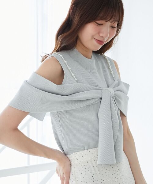 MAJESTIC LEGON / マジェスティックレゴン ニット・セーター | パールチェーンビジューリボンニット | 詳細14