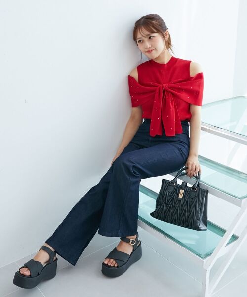 MAJESTIC LEGON / マジェスティックレゴン ニット・セーター | パールチェーンビジューリボンニット | 詳細17