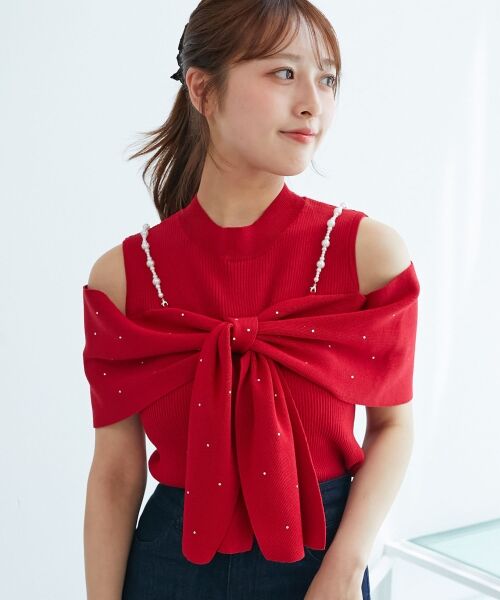 MAJESTIC LEGON / マジェスティックレゴン ニット・セーター | パールチェーンビジューリボンニット | 詳細25