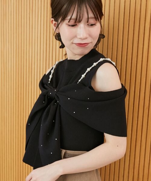 MAJESTIC LEGON / マジェスティックレゴン ニット・セーター | パールチェーンビジューリボンニット | 詳細30