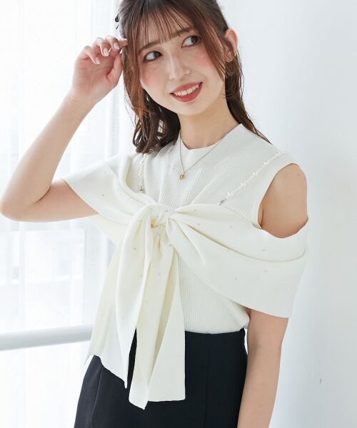 MAJESTIC LEGON / マジェスティックレゴン ニット・セーター | パールチェーンビジューリボンニット | 詳細7