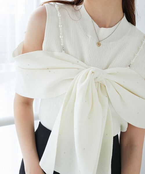 MAJESTIC LEGON / マジェスティックレゴン ニット・セーター | パールチェーンビジューリボンニット | 詳細9