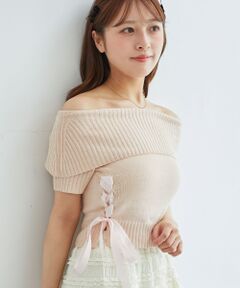 MAJESTIC LEGON / マジェスティックレゴン ニット・セーター | レースアップオフショルニット