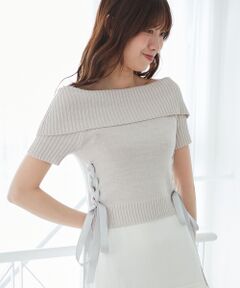 MAJESTIC LEGON / マジェスティックレゴン ニット・セーター | レースアップオフショルニット