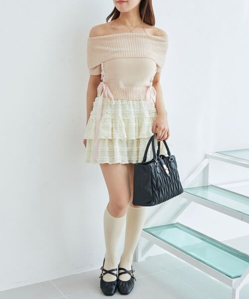 MAJESTIC LEGON / マジェスティックレゴン ニット・セーター | レースアップオフショルニット | 詳細12