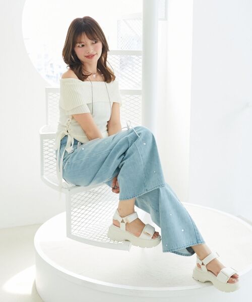 MAJESTIC LEGON / マジェスティックレゴン ニット・セーター | レースアップオフショルニット | 詳細4