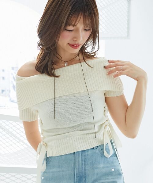 MAJESTIC LEGON / マジェスティックレゴン ニット・セーター | レースアップオフショルニット | 詳細8