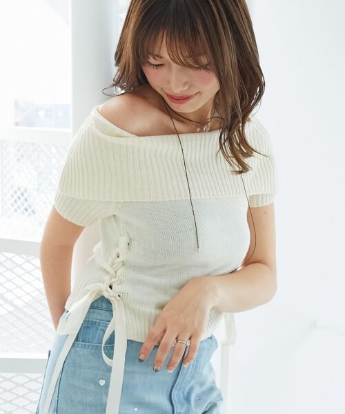 MAJESTIC LEGON / マジェスティックレゴン ニット・セーター | レースアップオフショルニット | 詳細9