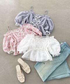 MAJESTIC LEGON / マジェスティックレゴン シャツ・ブラウス | フロントリボンオフショルブラウス